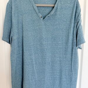 Lucky Brand Teal Green/Blue Polyester, Cotton Men's T-Shirt,  2 Buttons SS sz XL